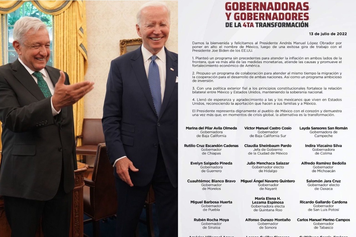 Gobernadores y gobernadoras de Morena califican como exitosa la reunión de AMLO con Biden