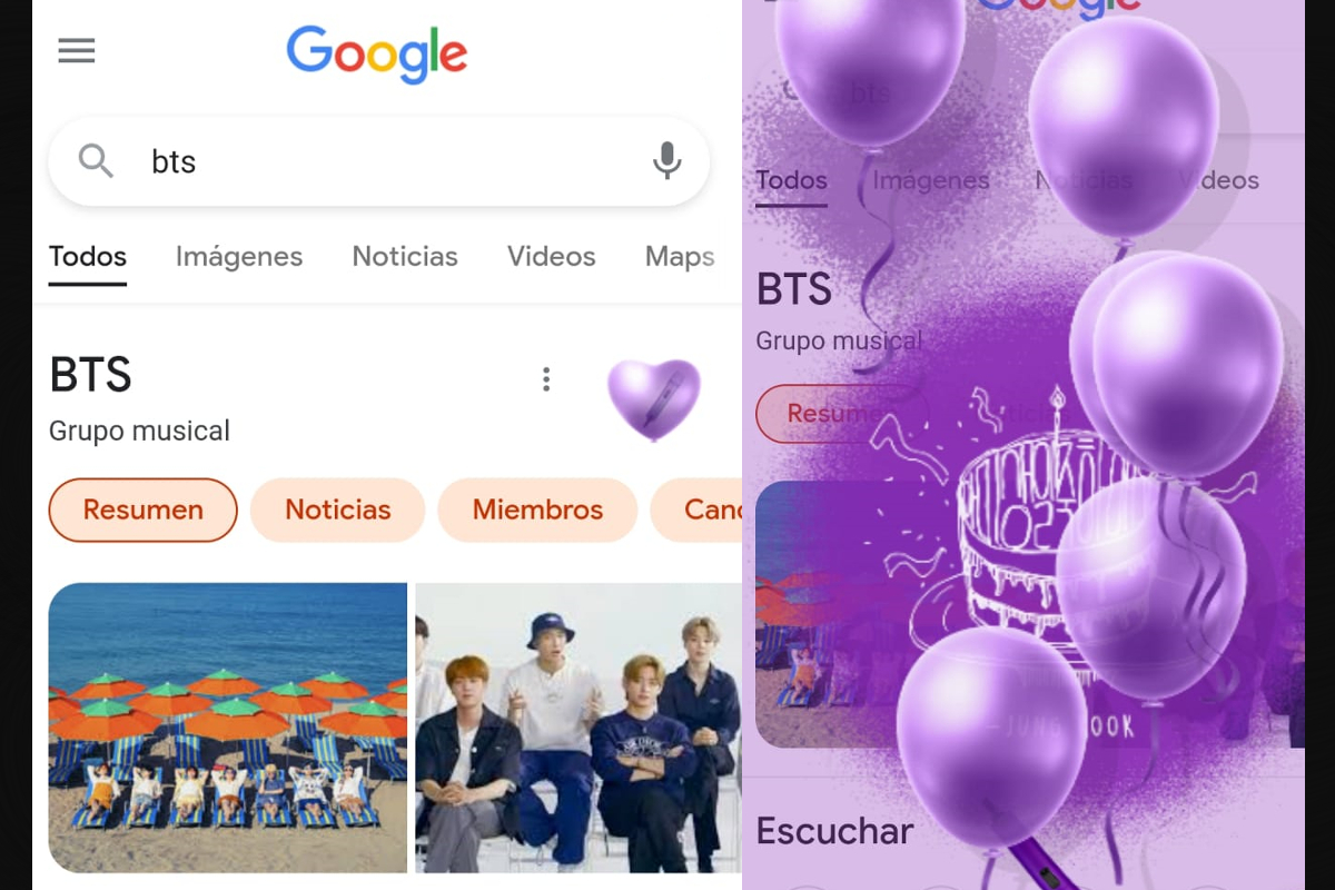 Google se une al festejo del ARMY de BTS con globos purpura