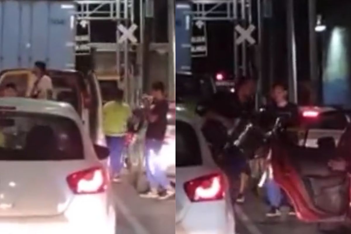 Foto:Captura de pantalla|Video: Arman la cumbia mientras están atorados en el tráfico por el tren
