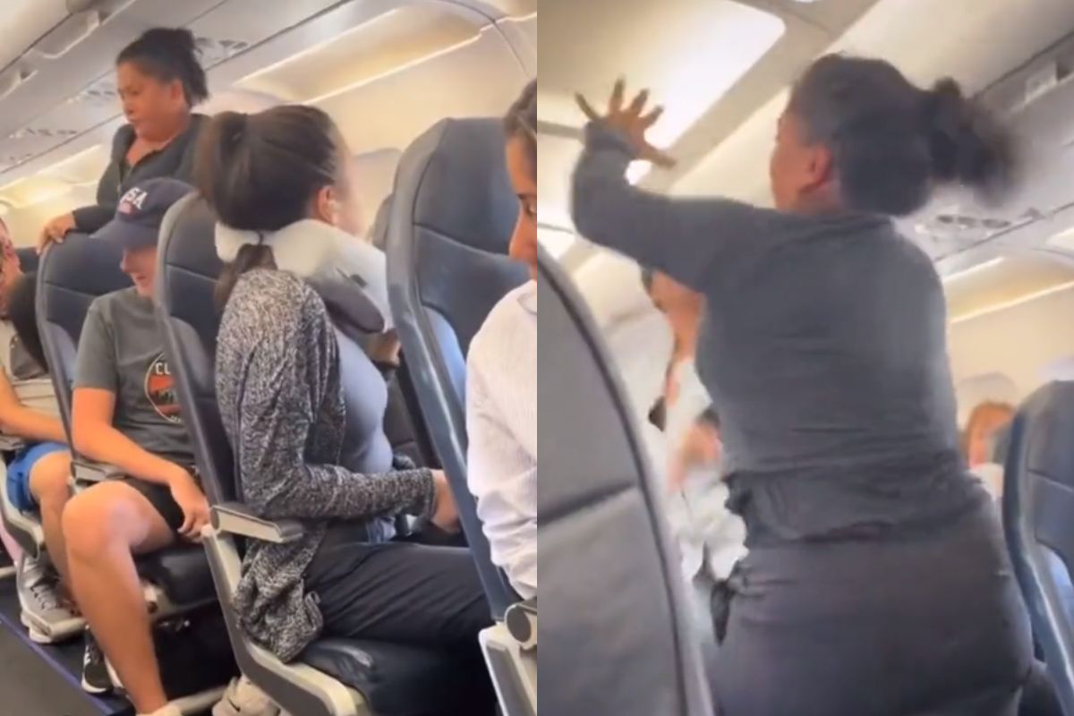 Foto:Captura de pantalla|Video: ¡Guamazos! Tres chicas protagonizan pelea dentro de un avión