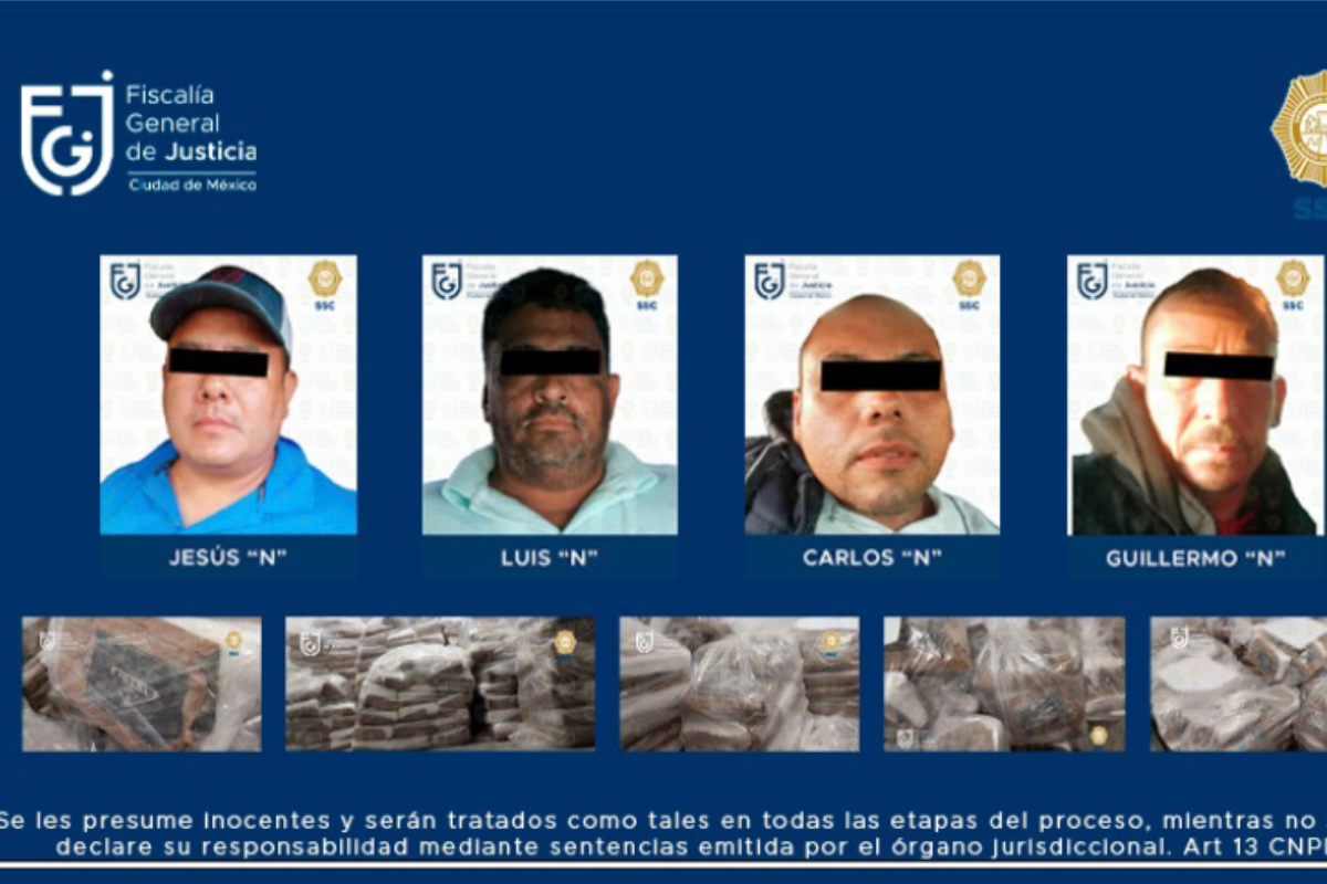 Foto: Especial | Ya en el Reclusorio Norte, detenidos con 1,600 kilos de coca