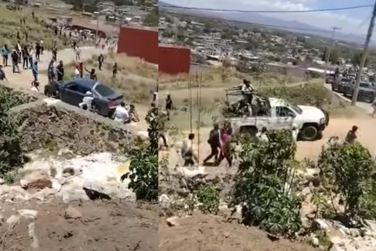 Foto: YouTube/ @México OK | VIDEO: A pedradas pobladores desalojan a la Guardia Nacional en Hidalgo