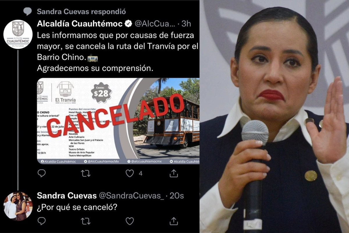 Sandra Cuevas cuestiona a su alcaldía por cancelación de ruta en tranvía turístico.