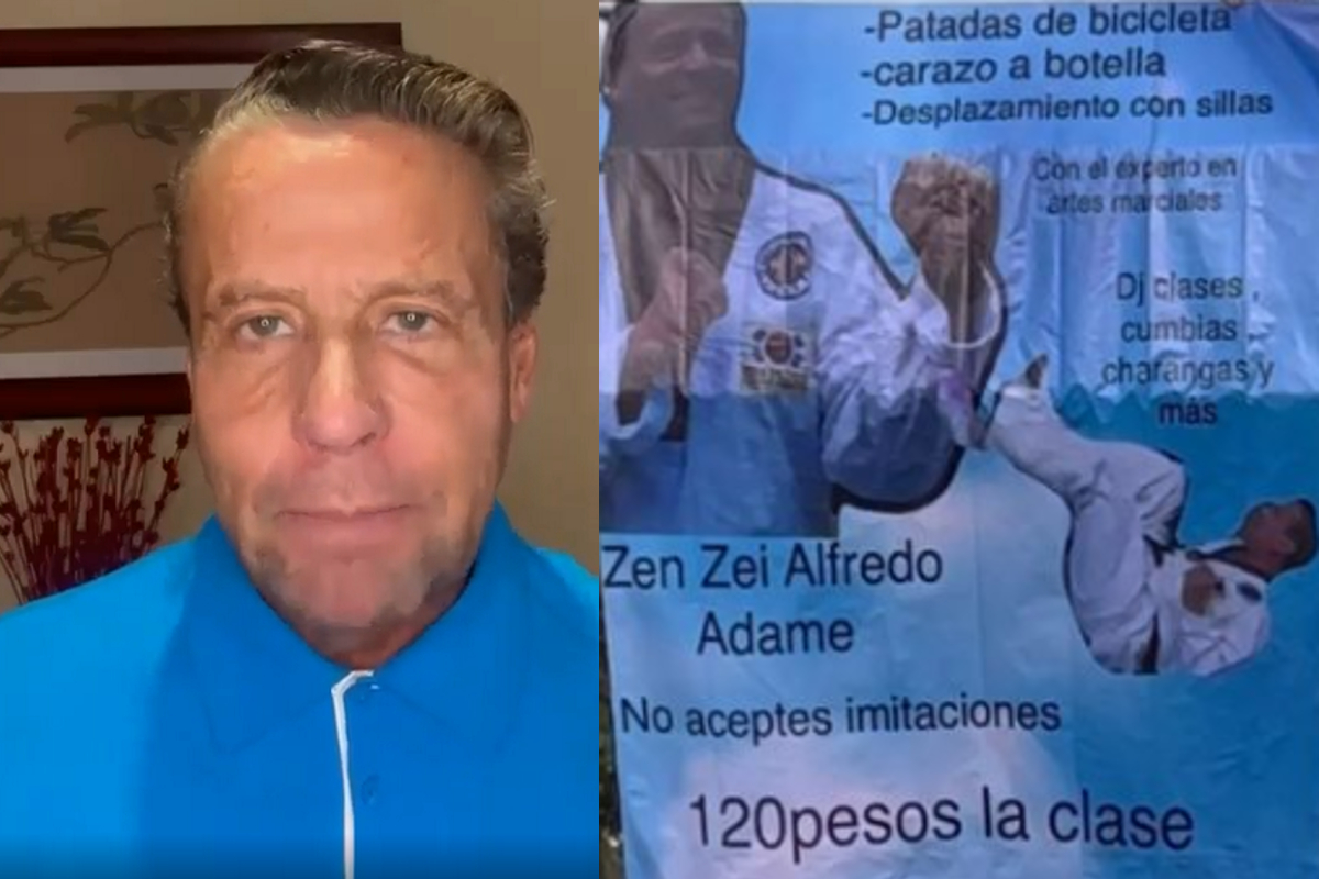 Rey Grupero y Fofo Márquez cuelgan lona en casa de Alfredo Adame ofreciendo clases de karate