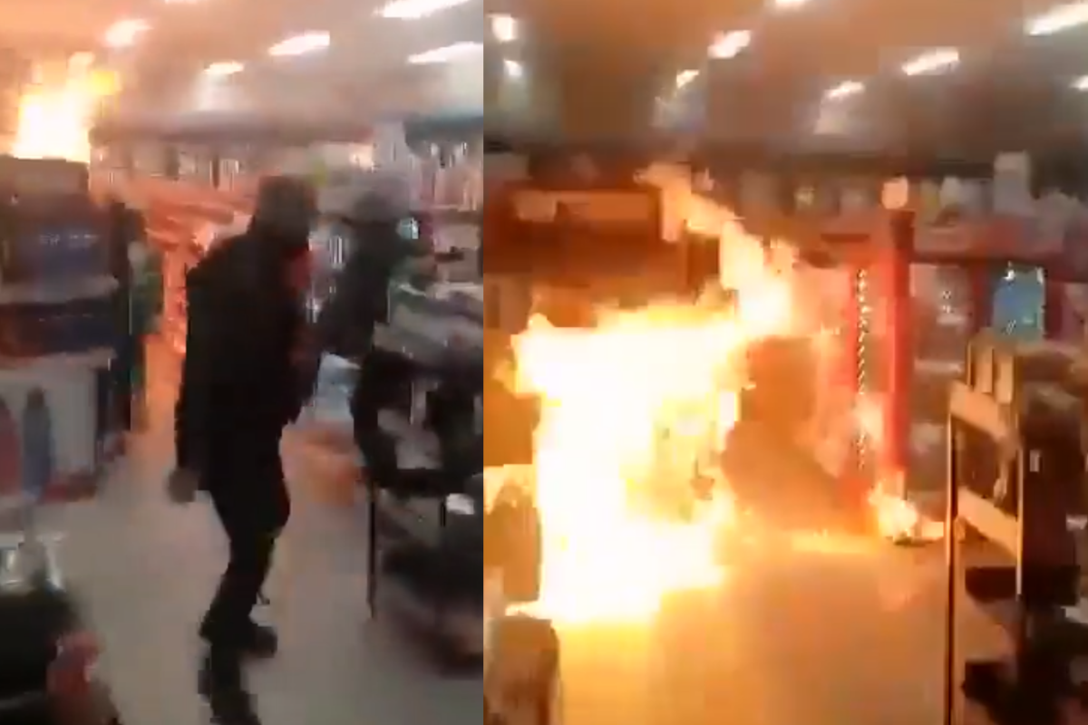 Foto: Twitter/ @niporwifi | VIDEO: "Pura gente del señor Mencho": Así irrumpió un comando en una tienda para incendiarla en Guanajuato