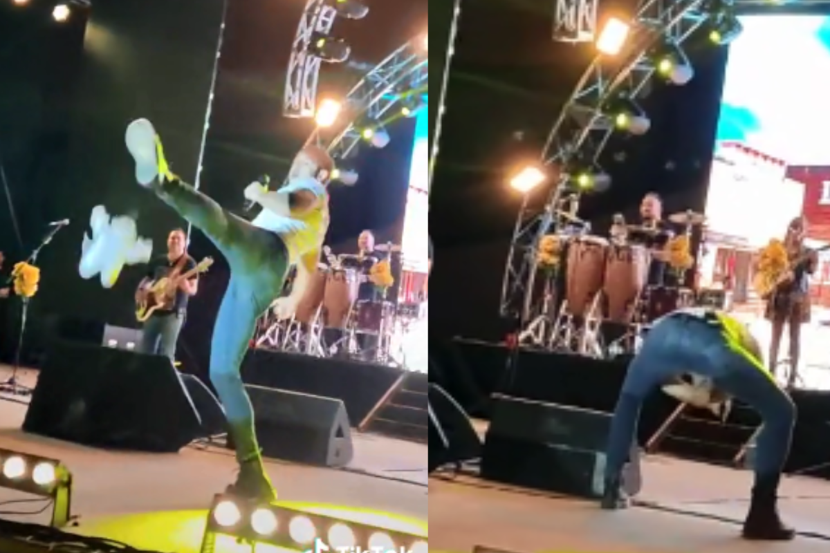Foto: TikTok/ @evervargas79 | ¡Qué rudo! José Madero recibe a patadas los peluches del Dr. Simi en su concierto