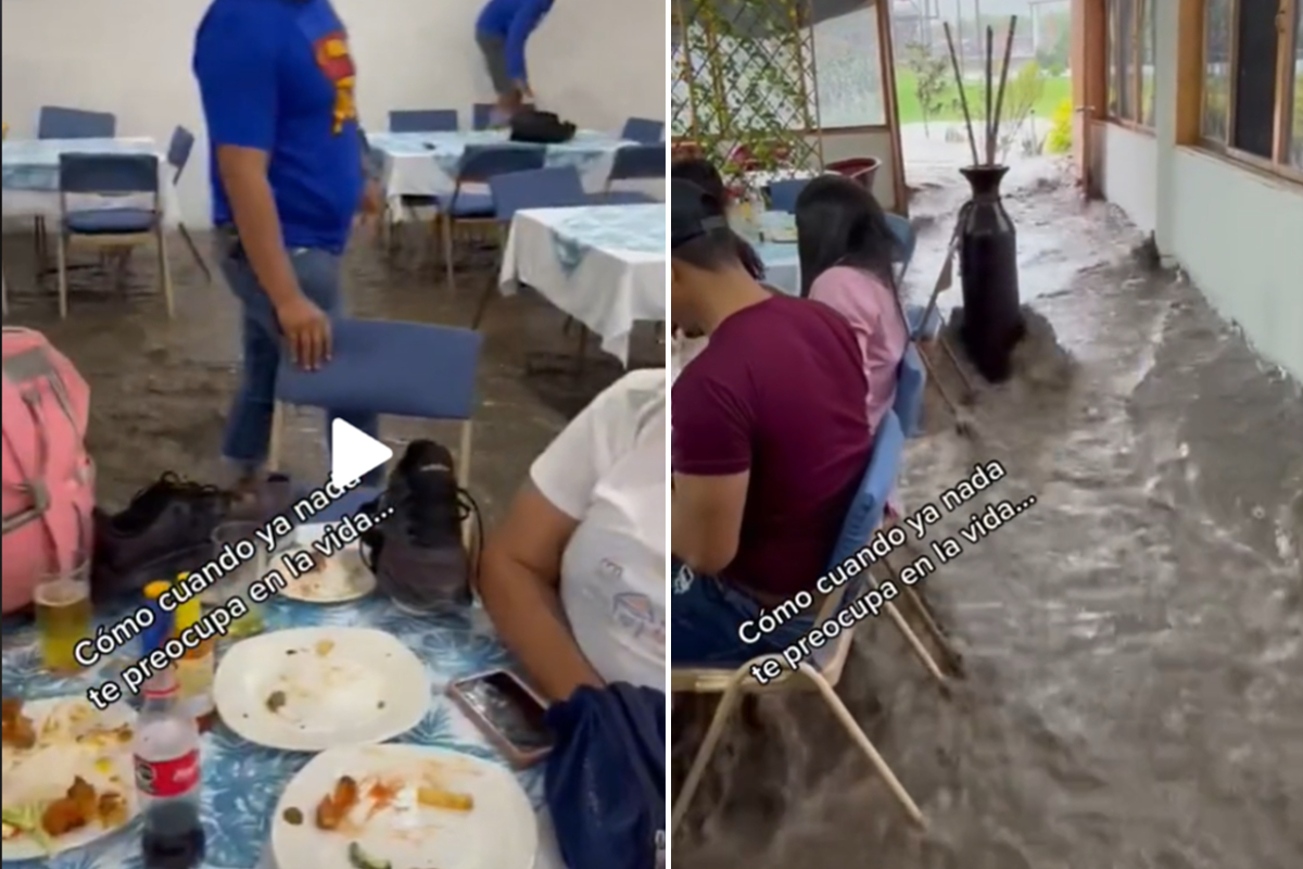 Viral: Family celebrates party in the middle of a flood