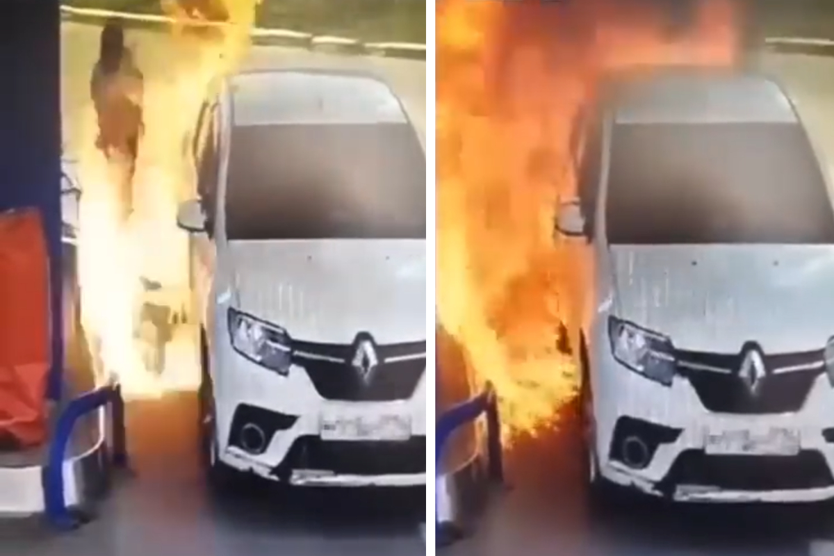 Conductor provoca incendio en gasolinera.
