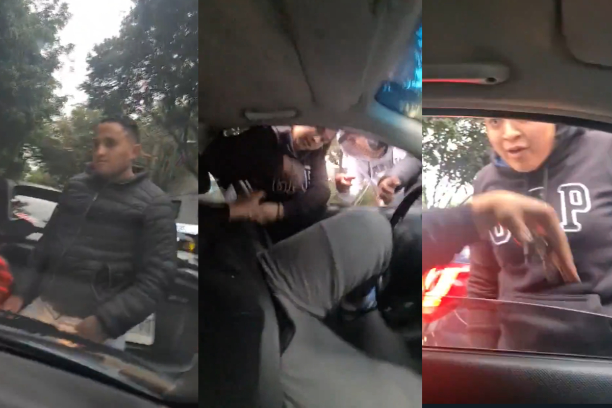Captan agresión de mujer a pareja de automovilistas, en Miguel Ángel de Quevedo