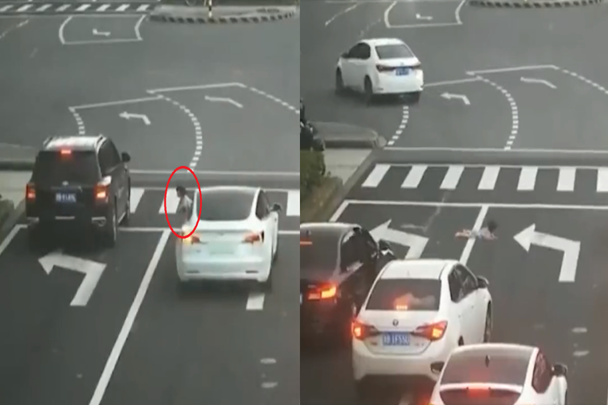 VIDEO: Girl falls out of a car window;  driver abandons her