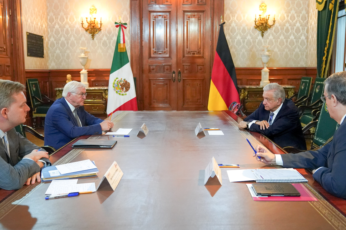 López Obrador en reunión con el presidente de Alemania, Frank-Walter Steinmeier.