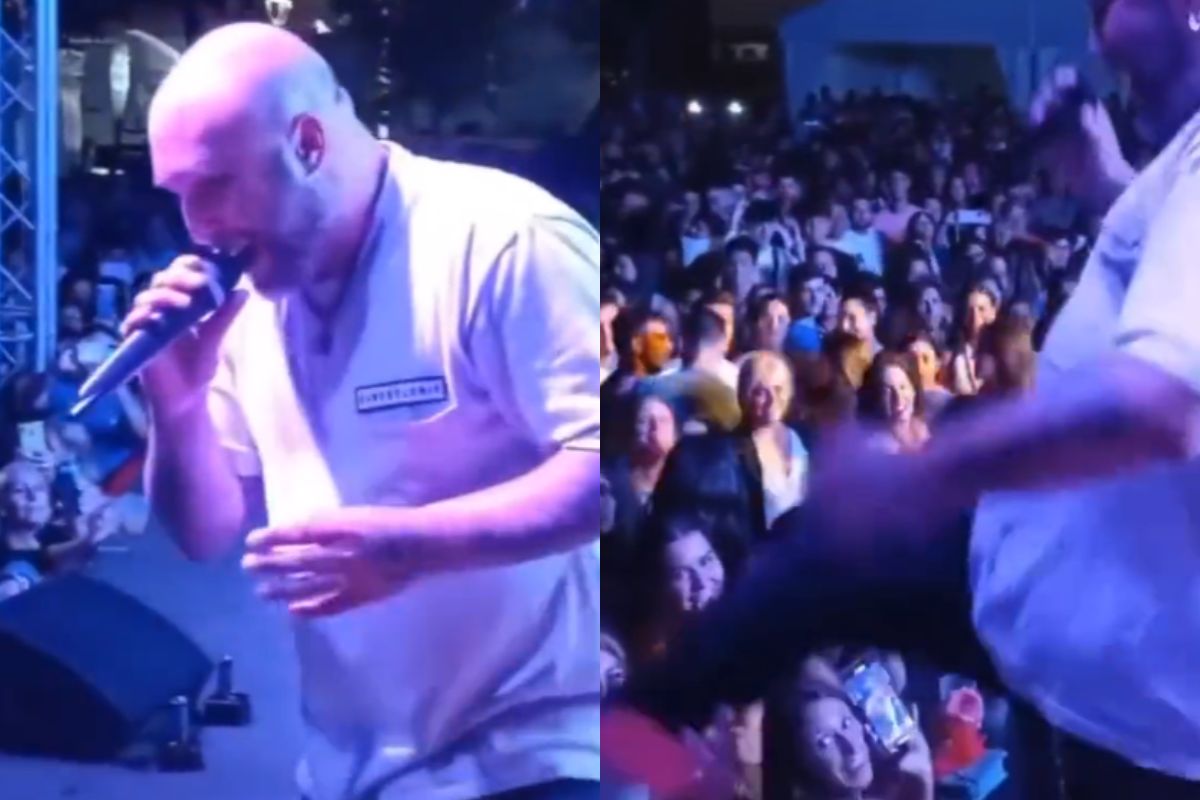 Foto:Captura de pantalla|Video: ¡A volar! Kiko Rivera patea el celular de un fan durante su concierto
