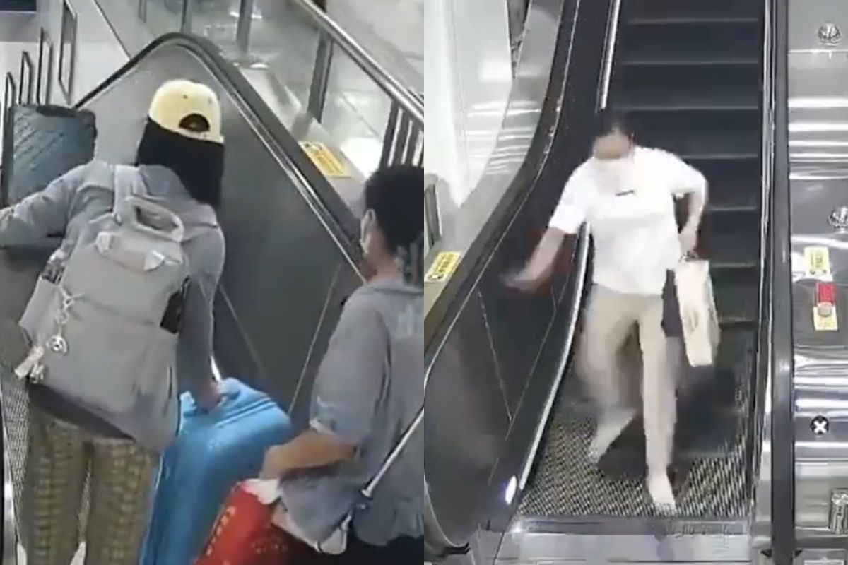 Foto:Captura de pantalla|Video: Mujer es hospitalizada tras ser golpeada por una maleta que cayó desde unas escaleras
