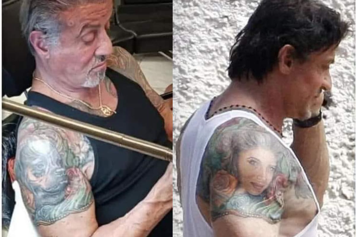 Foto:Redes Sociales|¡Soporten! Sylvester Stallone cubre el tatuaje de su exesposa con uno de su perro