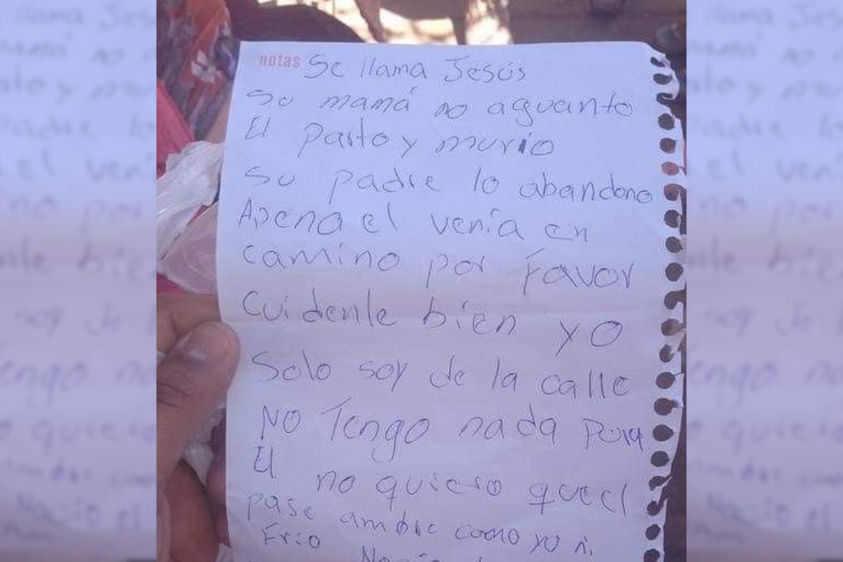 Foto: Facebook/Anto Sambran|“Su mamá no aguantó el parto y murió” Abandonan a bebé en la calle con una carta