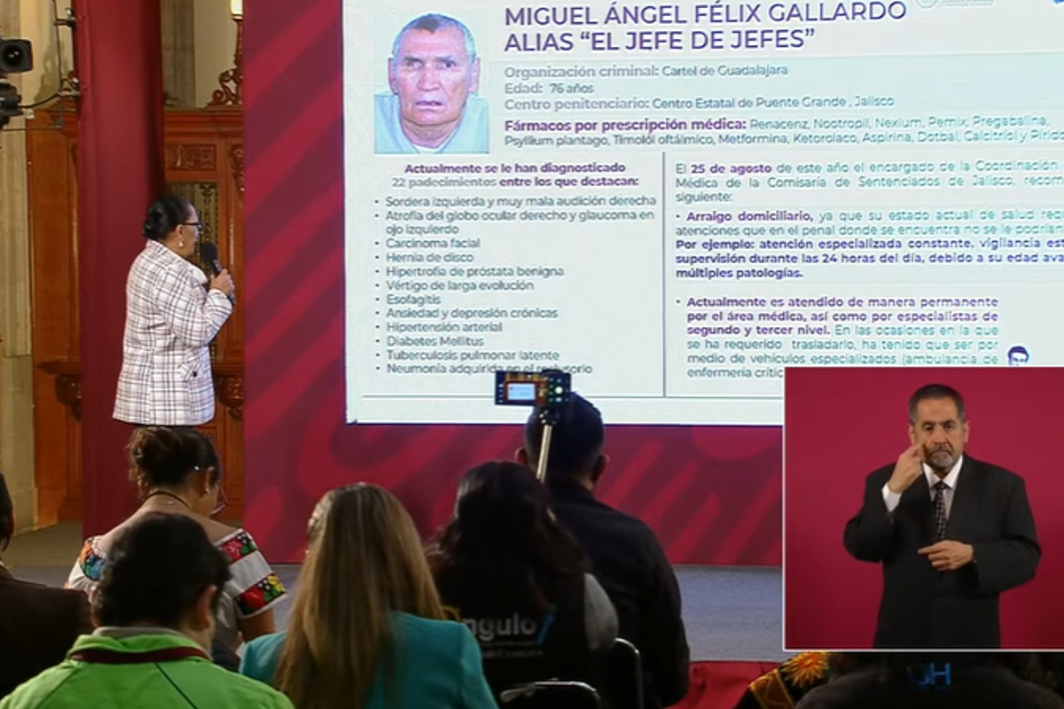 La SSPC informó que la prisión domiciliaria de Miguel Ángel Félix Gallardo depende del Judicial y la FGR.