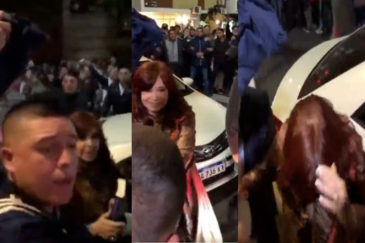 Hombre apunta con una arma a la vicepresidenta de Argentina, Cristina Kirchner.