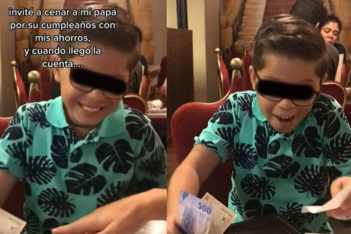 En TikTok un niño se viralizó por la reacción que tuvo tras ver la cuenta de lo que iba a pagar luego de invitar a su papá a cenar