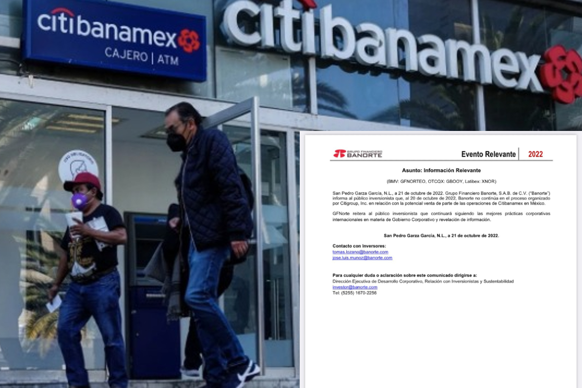 Banorte anunció que se retira del proceso de compra de Banamex.