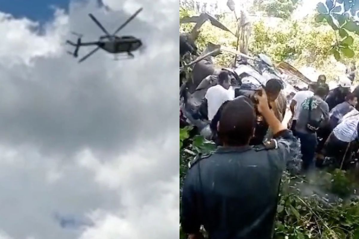 Foto:Captura de pantalla|VIDEO: Se desploma Helicóptero de la Marina ahora en Tabasco