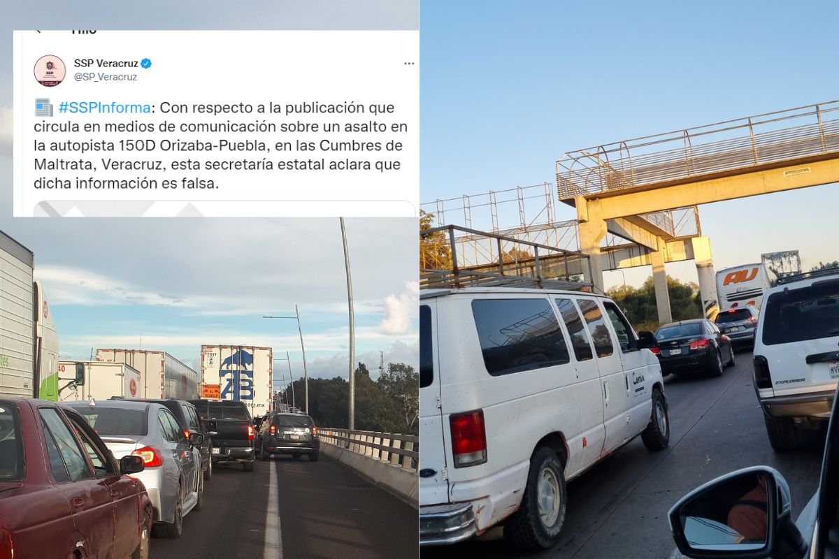 Foto:Twitter/@SP_Veracruz|La SSP de Veracruz desmiente el presunto asalto en la carretera Orizaba-Puebla