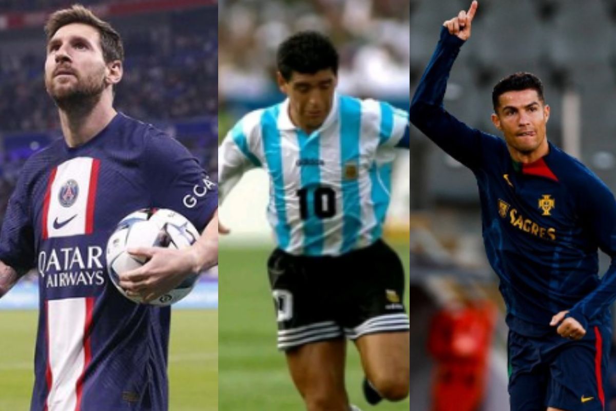 Foto:Instagram/@cristiano y @leomessi, redes sociales|Messi, Maradona y Cristiano Ronaldo encabezan el ranking de los 100 mejores jugadores de la historia