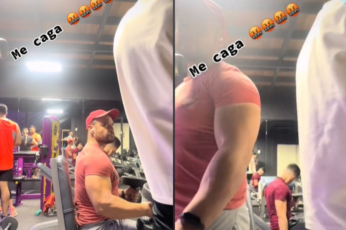 Foto:Captura de pantalla|VIDEO: Hombre se molesta y hace cara porque no lo dejan grabarse en el gym