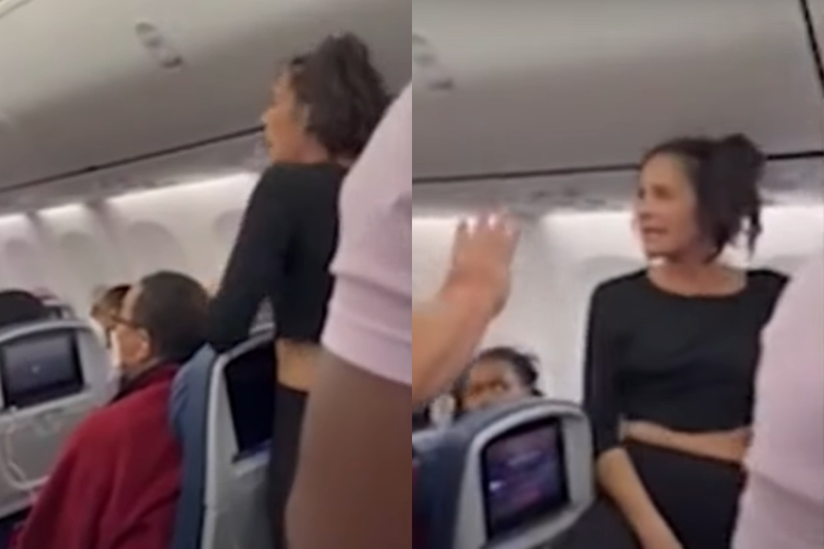 Foto:Captura de pantalla|¡Se quedó! Mujer lanza botella de agua a pasajero; la bajan del avión