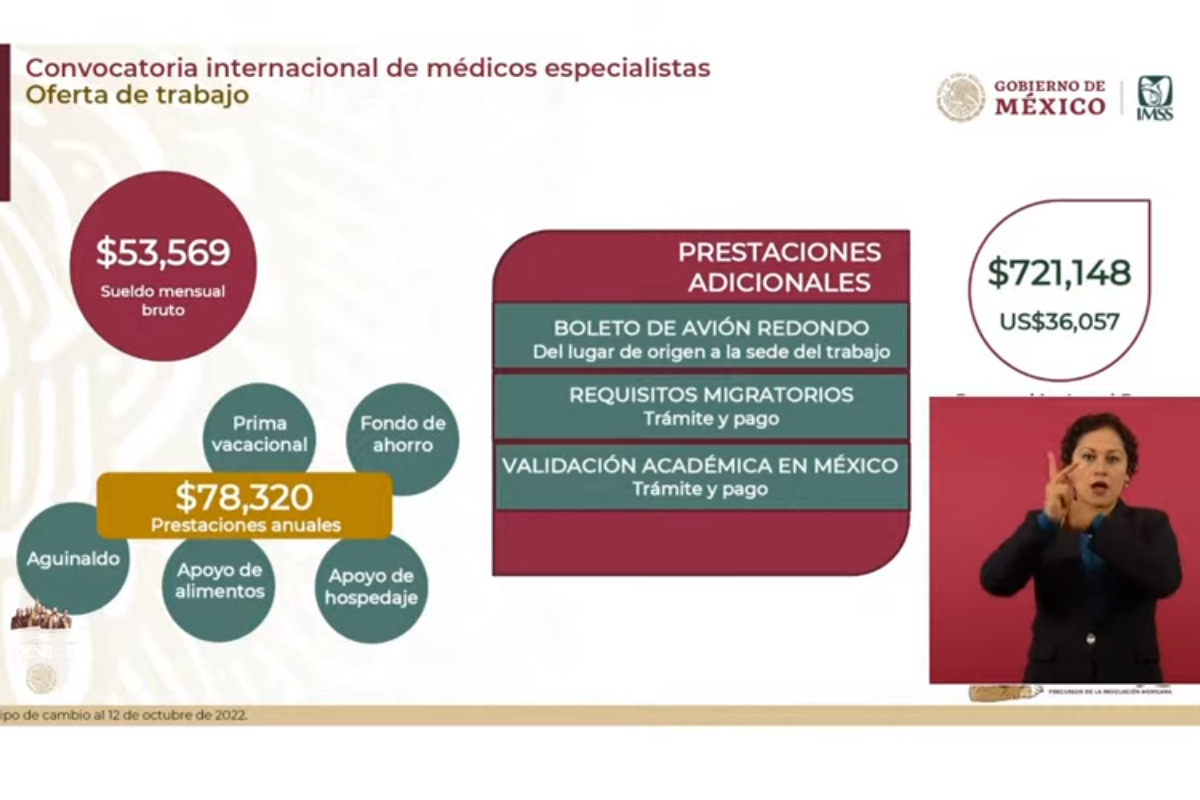El IMSS pagará casi un millón de pesos a los médicos especialistas que se contraten del extranjero.