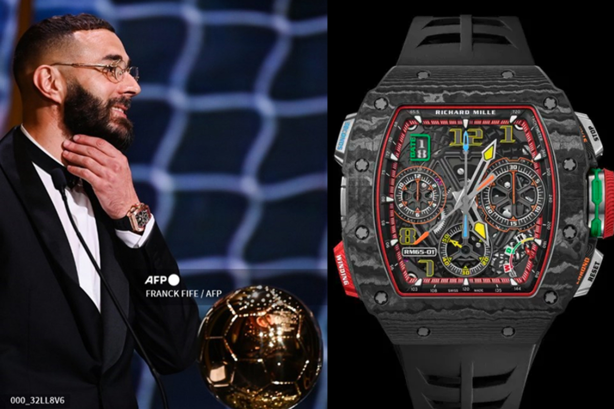Benzema en la gala del Balón de Oro, con reloj Richard Mille RM 65-01.