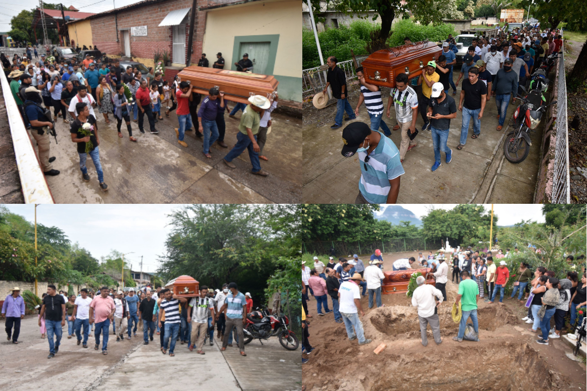 Familiares y amigos despiden a víctimas de ataque en San Miguel Totolapan.