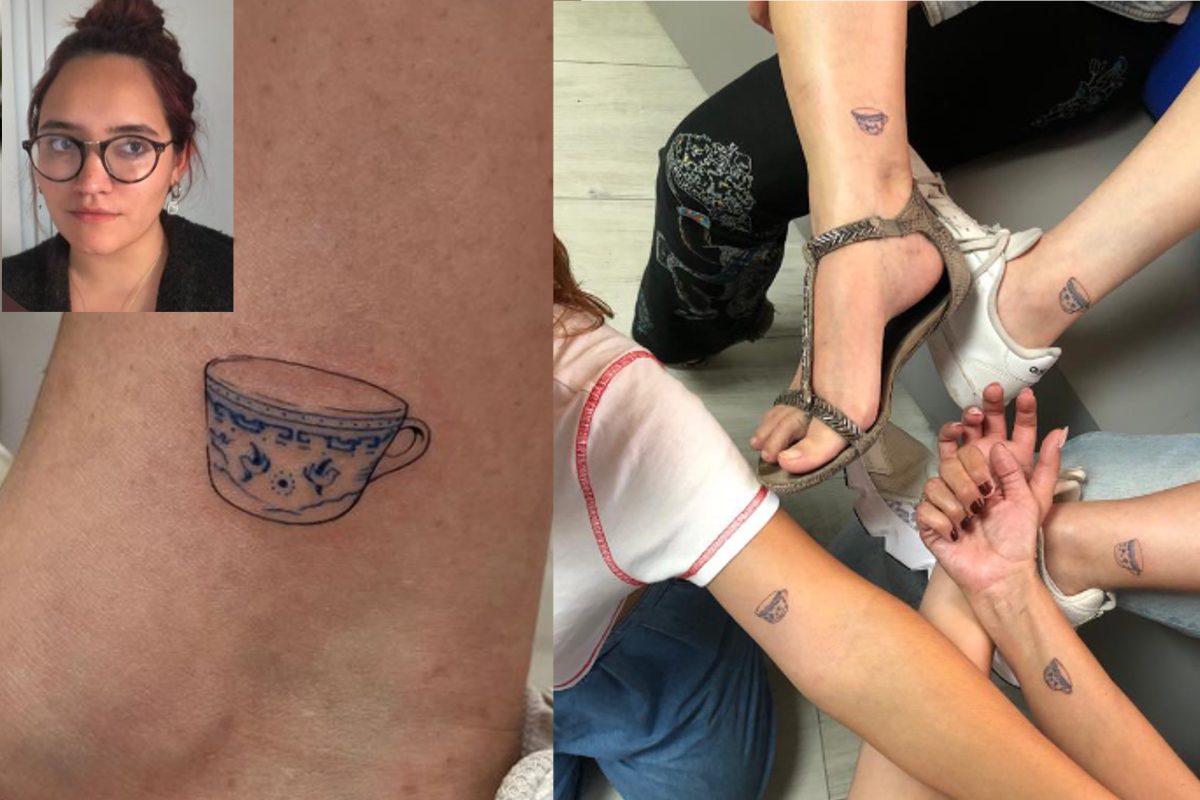 Una joven se viralizó, tras dar a conocer que ella junto con su madre, tía y primas se tatuaron una taza de café, en honor a la abuelita muerta