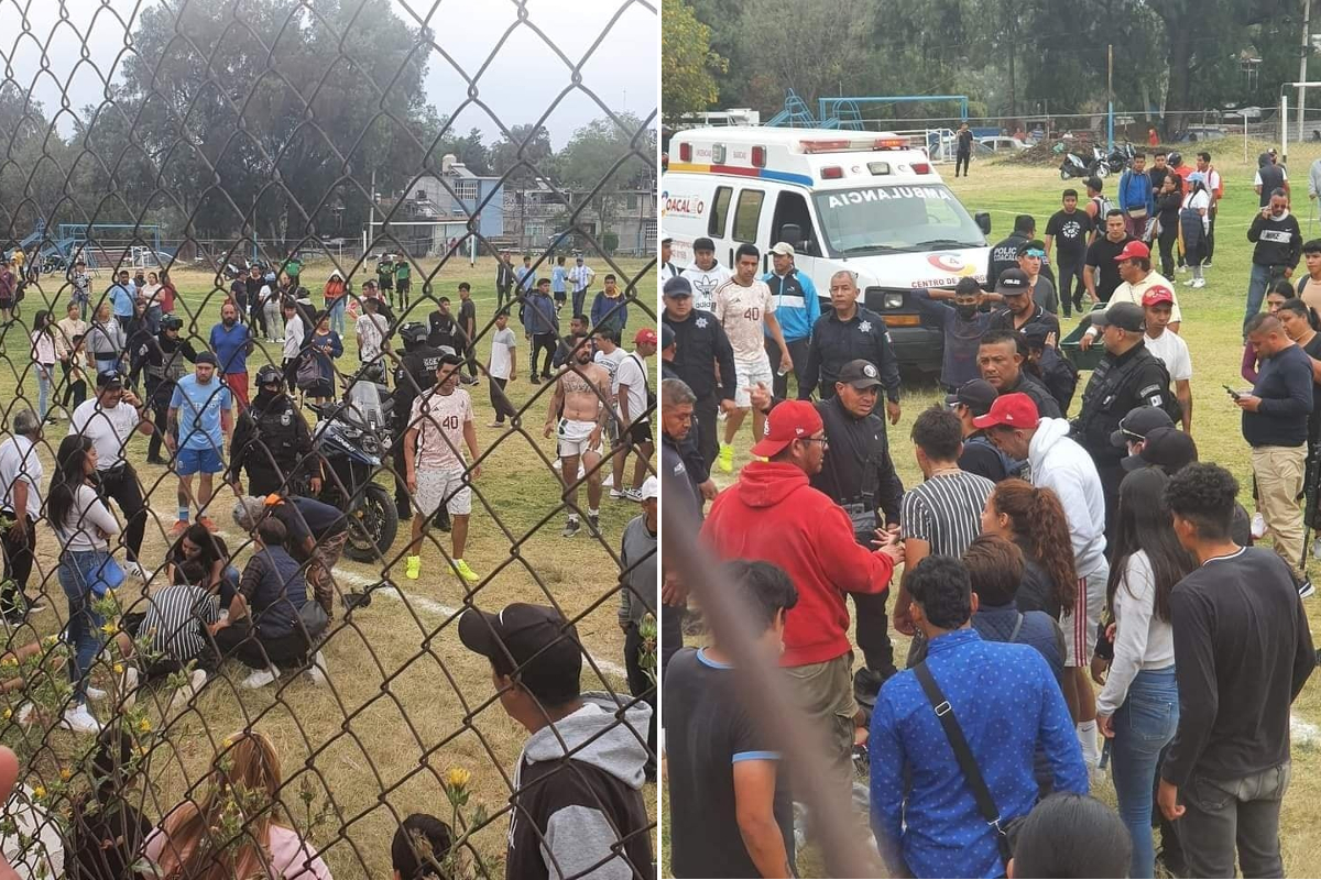 Reportan balacera durante partido de futbol en Coacalco.