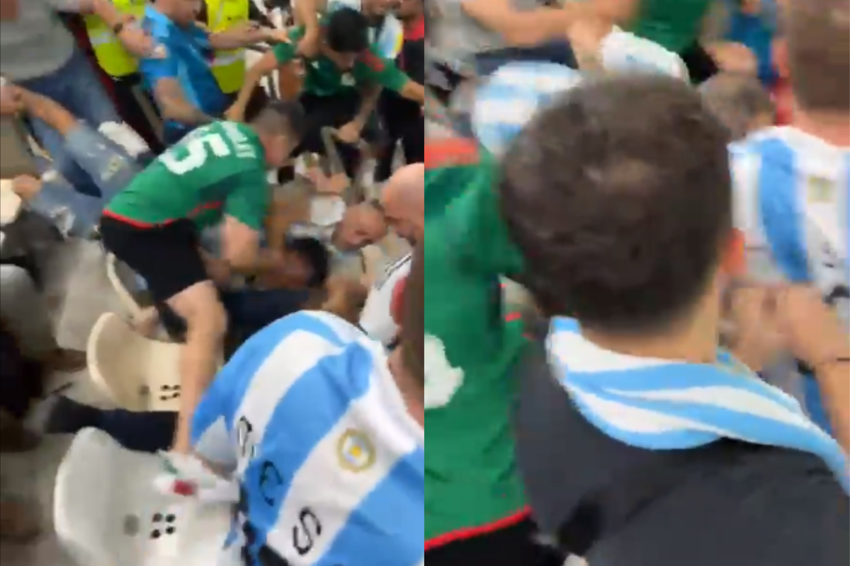 Foto:Captura de pantalla|¡Se calentaron! Reportan peleas en las tribunas del México vs Argentina
