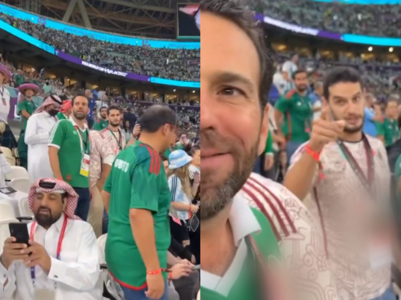 Foto:Captura de pantalla|VIDEO: Poncho De Nigris le canta un “tiro” a Adrián Marcelo en el Mundial de Qatar 2022