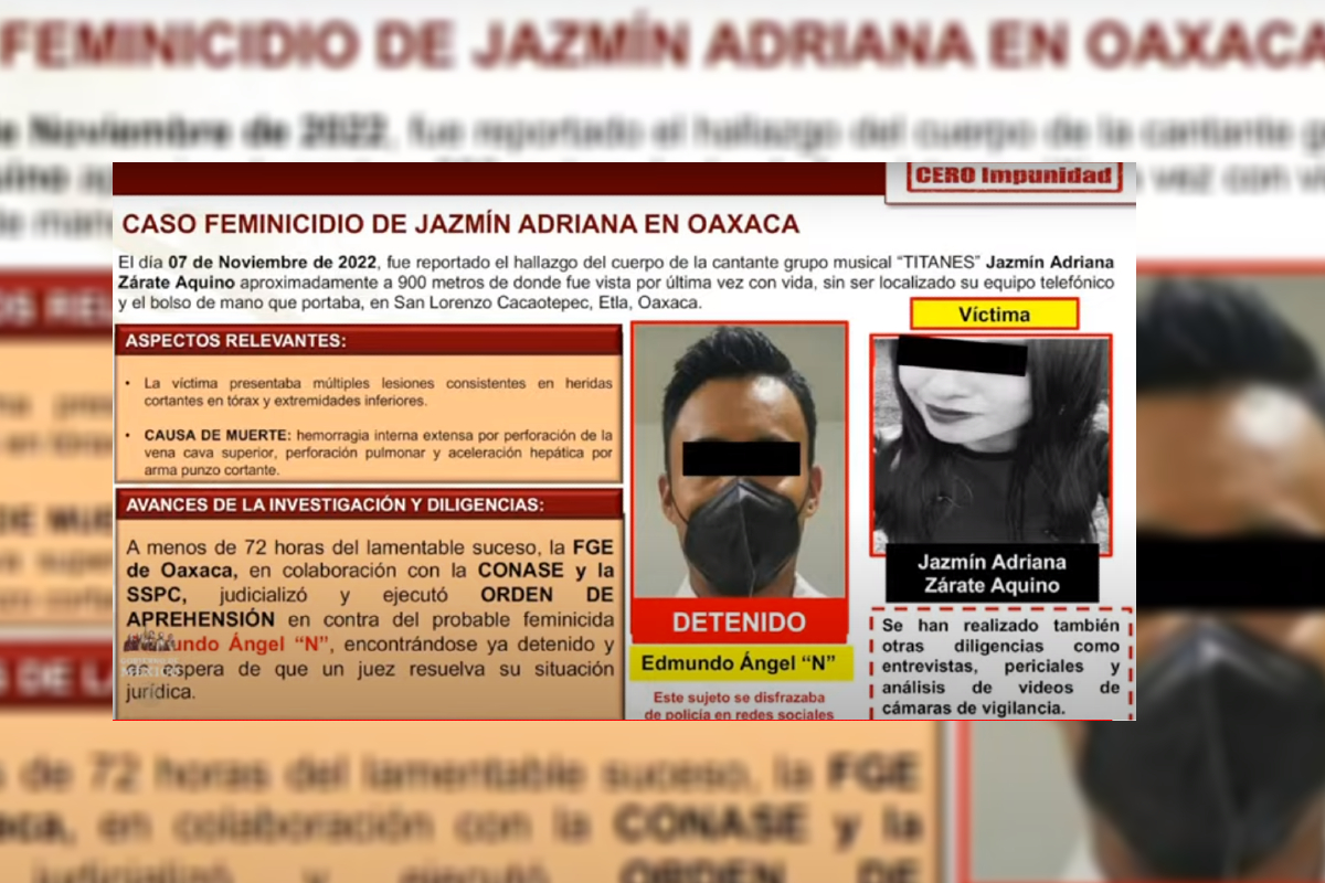 La SSPC informó que fue detenido Edmundo N, presunto feminicida de Jazmín Zárate.
