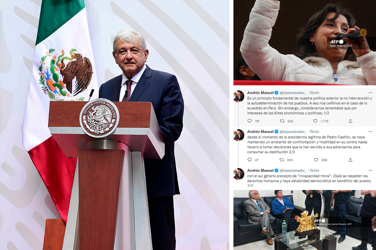 Fotos: AFP | A través de su cuenta de Twitter AMLO se expresó respecto a lo ocurrido con el presidente de Perú.