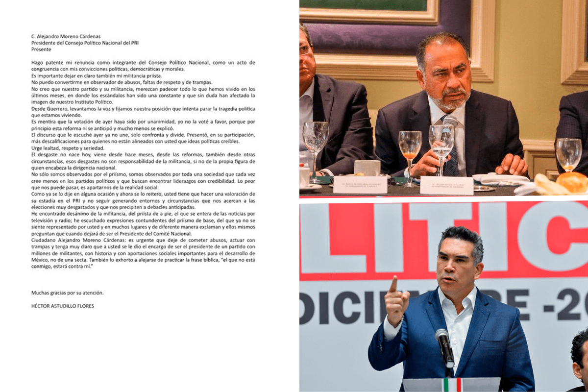 Foto: Redes sociales | Héctor Astudillo pidió al presidente del PRI, Alejandro Moreno Cárdenas, deje de cometer abusos y trampas.
