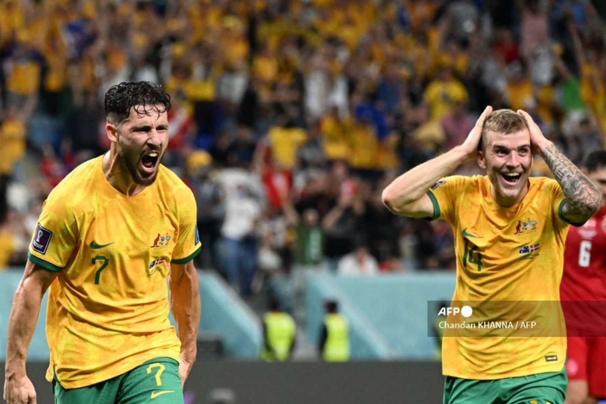 Foto:AFP|¡Matanga! Australia entra a 8vos del Mundial tras confiscar papel con instrucciones de Dinamarca