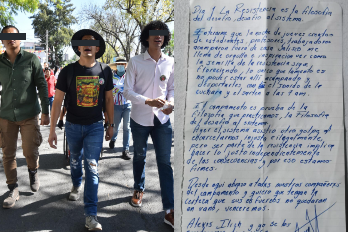 Foto:Twitter/@udg_oficial|Esta es la carta que escribió el líder estudiantil de la UdeG desde la cárcel