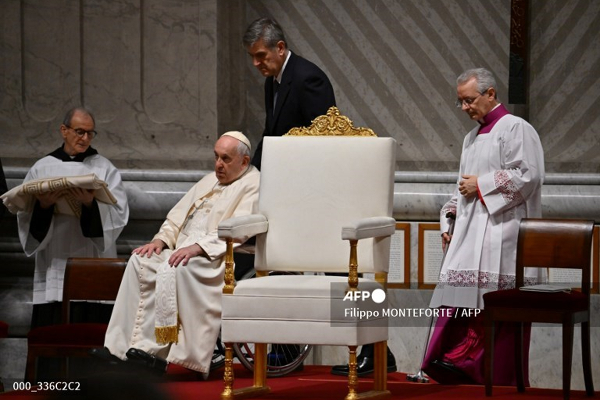 AFP | Papa Francisco en su primera misa dominical de 2023.