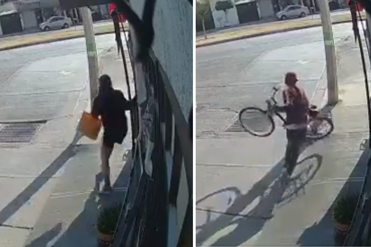 Mujer persigue a ladrón y frustra robo de su bicicleta.