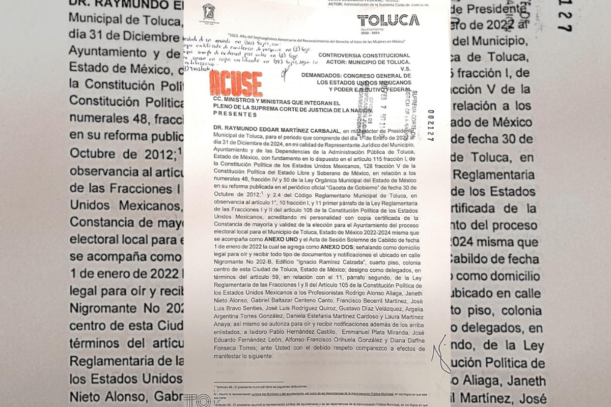 El gobierno de Toluca, Estado de México, presentó una Controversia Constitucional en contra de la reforma a la Ley de Comunicación Social