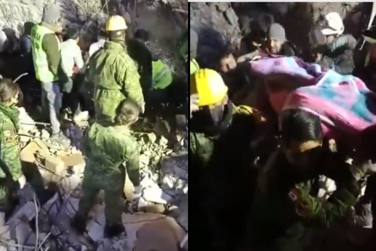Foto:Captura de pantalla|VIDEO: Brigada mexicana rescata a la primera víctima tras el terremoto en Turquía
