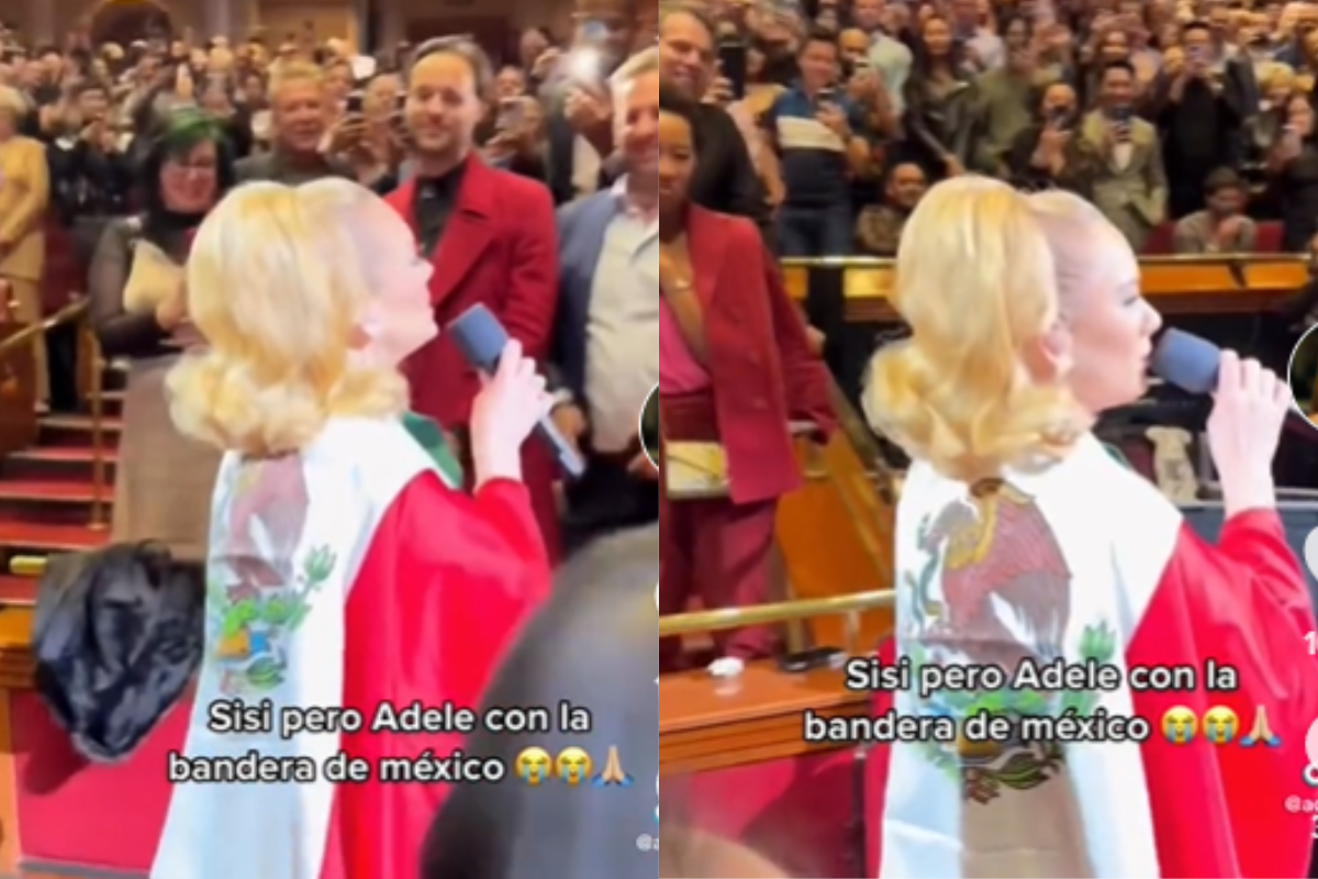 Foto:Captura de pantalla|VIDEO: Captan a Adele con la bandera de México en su espalda
