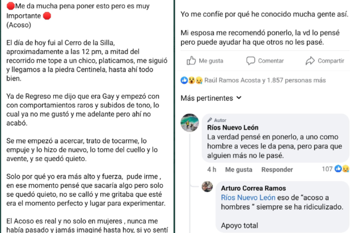 Foto:Facebook|“No solo en mujeres” Hombre denuncia acoso al subir al Cerro de la Silla