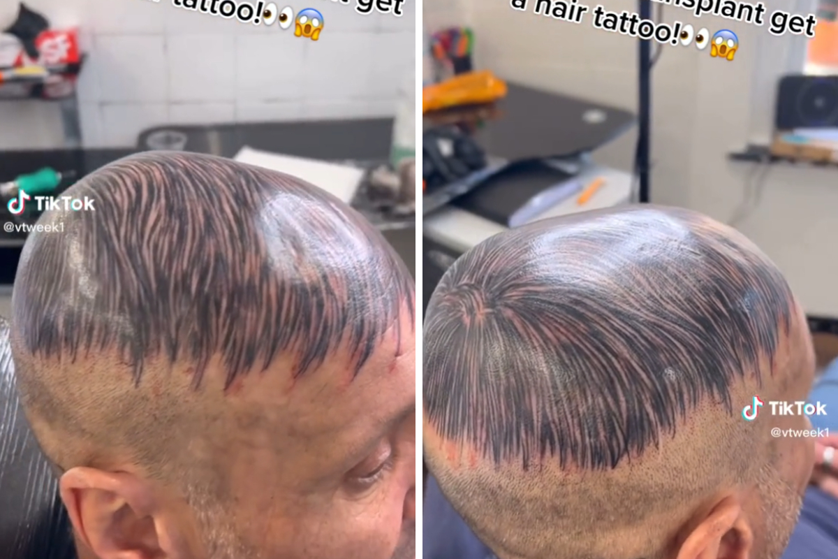 Hombre se realiza tatuaje con forma de cabello; ya es viral en TikTok.