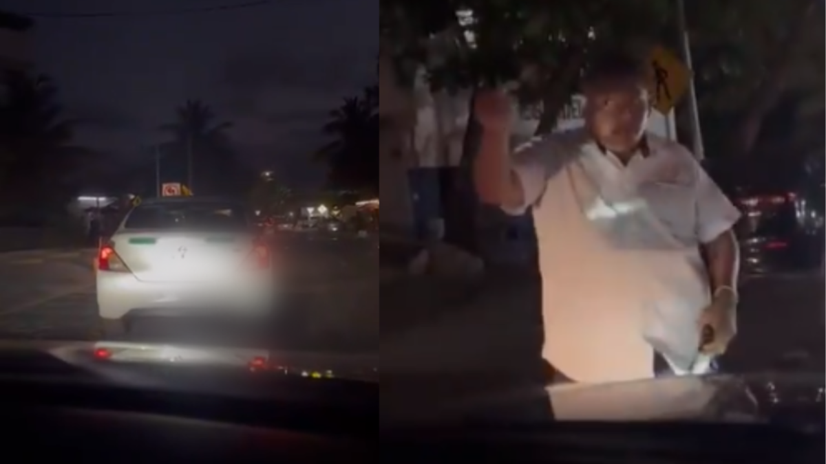 Foto:Captura de pantalla|¡Una vez más! Reportan agresión de un taxista hacia un Uber en Cancún