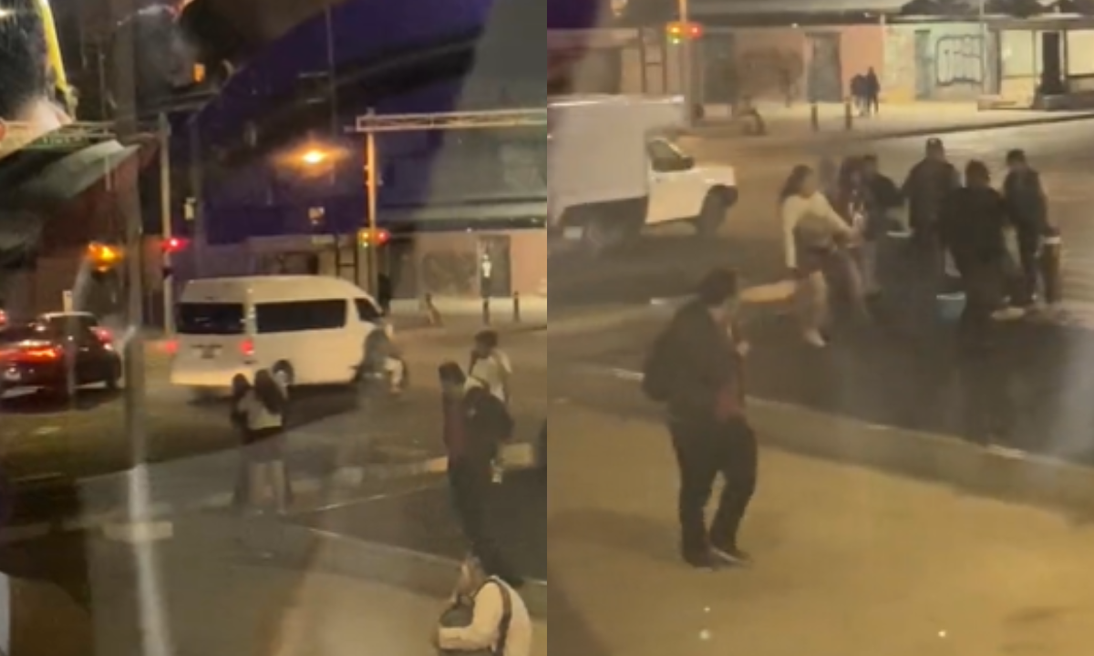Foto:Captura de pantalla|VIDEO: Captan a una mujer golpeando a un hombre cerca de una estación del Metrobús
