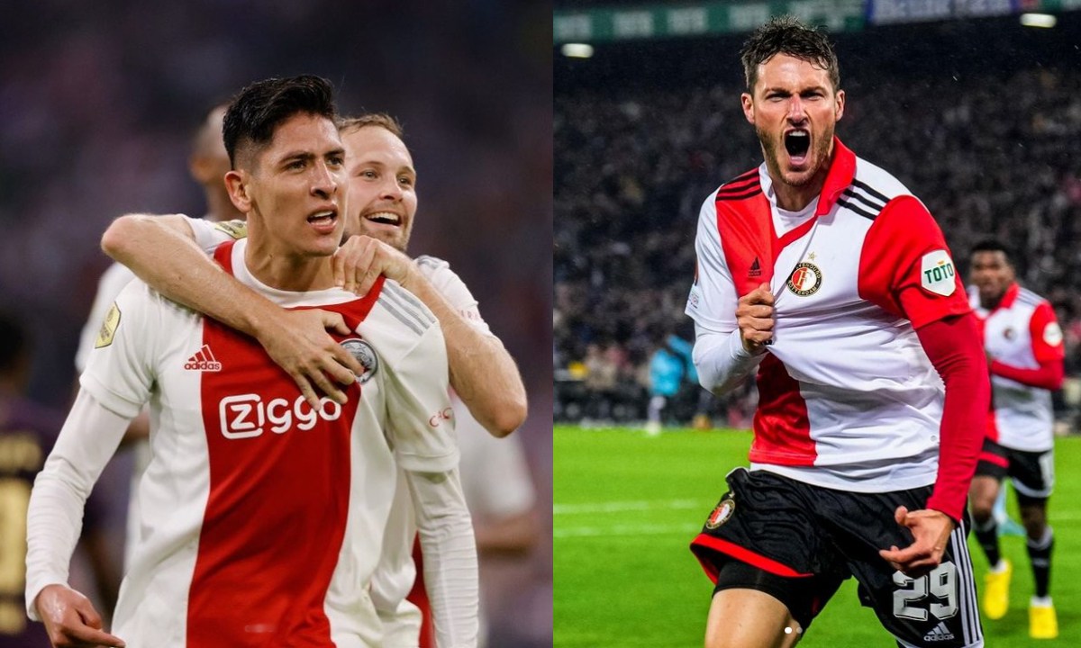 Foto: Instagram- edsonnalvarez/sant.gimenez | Edson Álvarez y Santiago Giménez, goleadores en el clásico entre Ajax y Feyenoord.